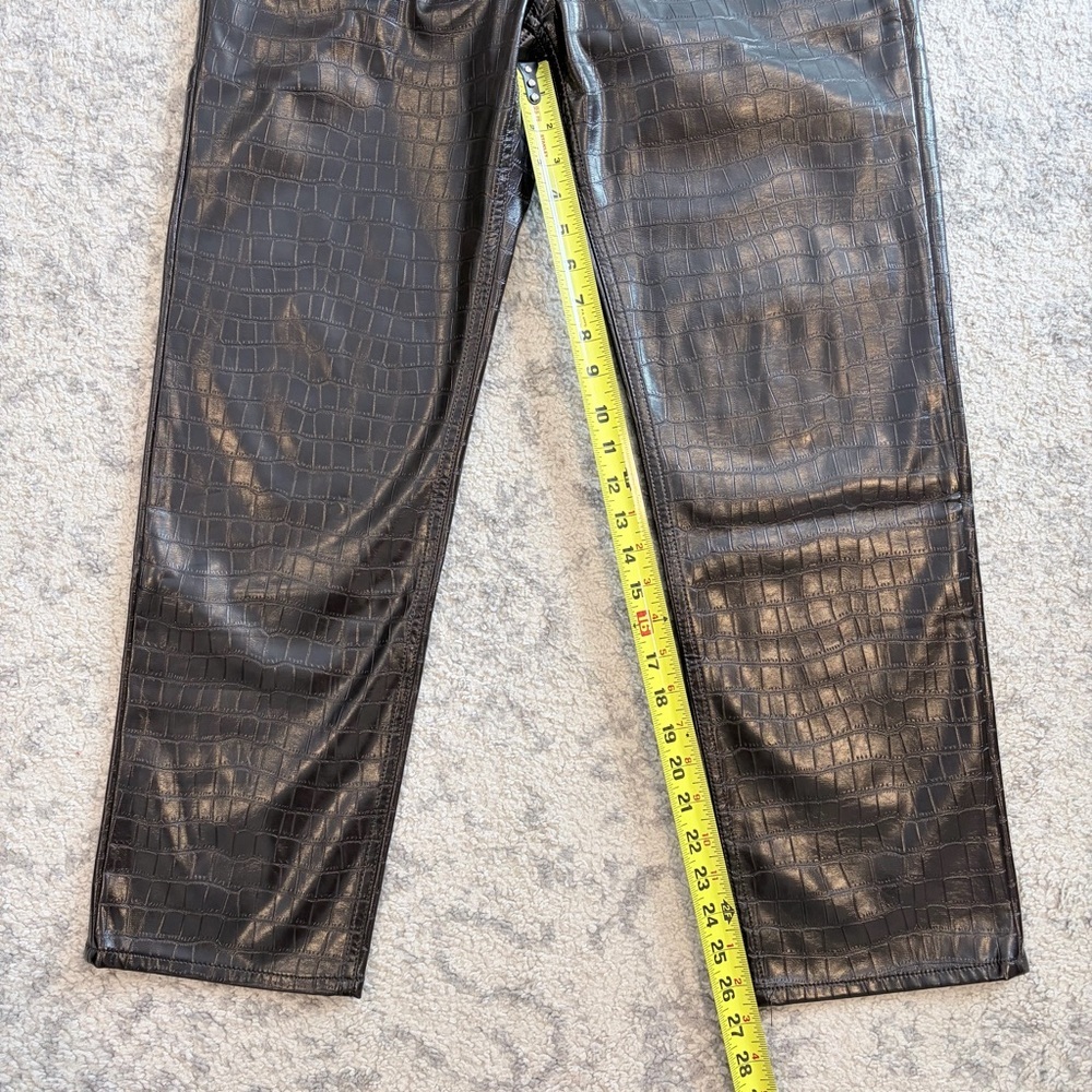 GAP Croc Embossed Edgy Chic Faux Leather Pants High Rise Cheeky Straight 31 - Picture 8 of 13
